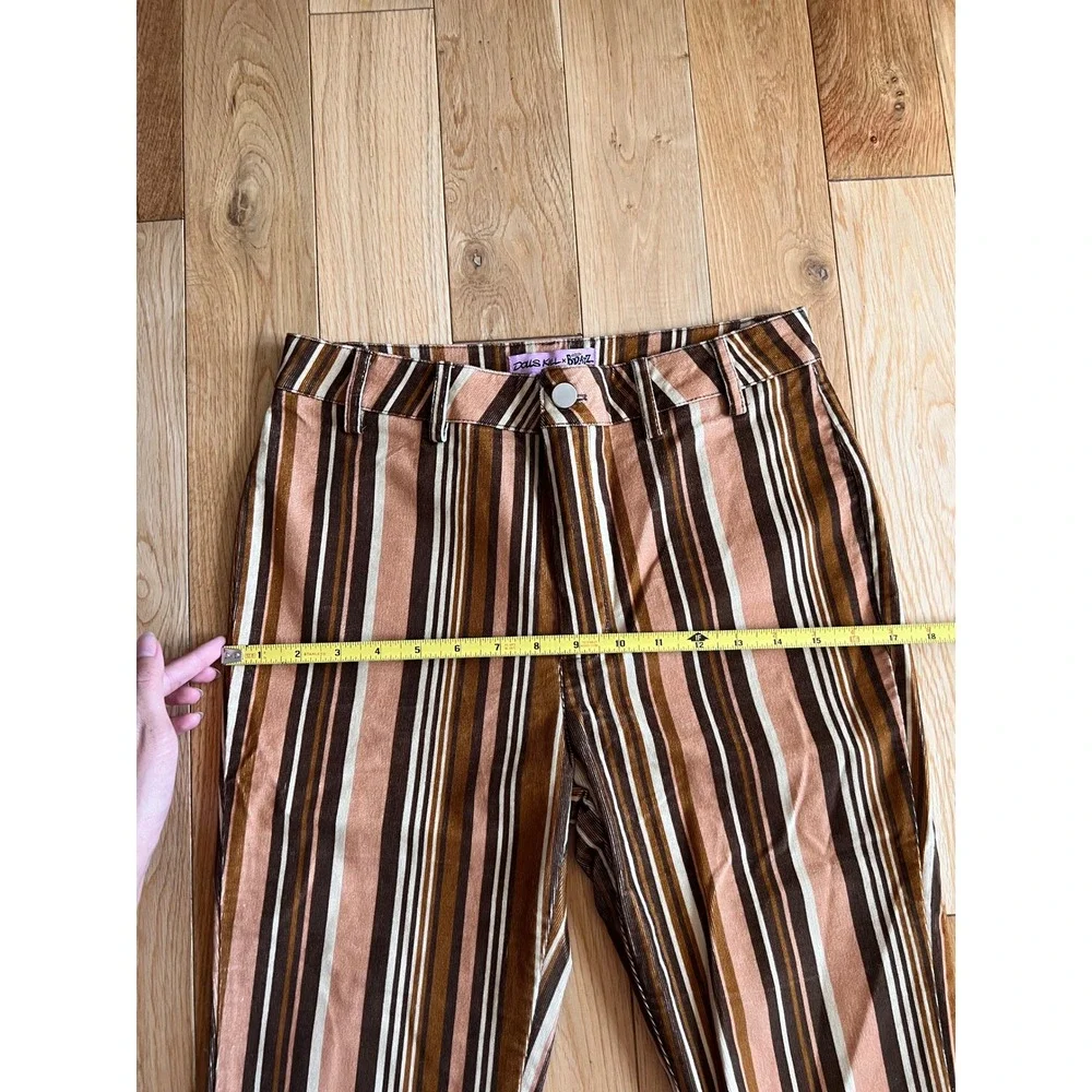 Dolls Kill x Bratz Striped Brown Corduroy Bootcut Pants High Rise Womens Size M - Picture 7 of 12